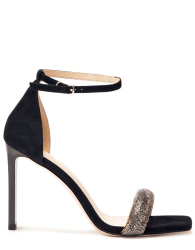 Черные замшевые летние босоножки