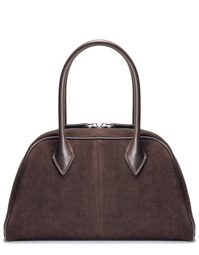 Коричнева замшева середня сумка