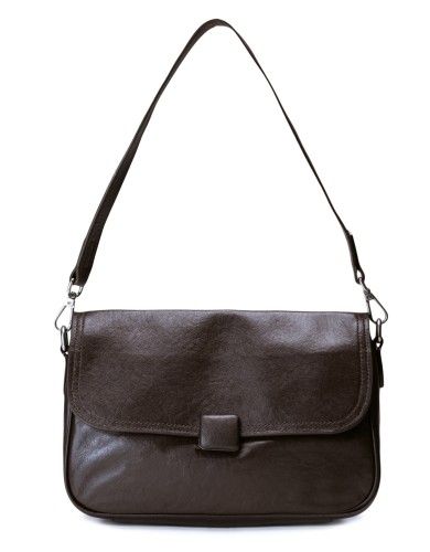 Коричневая кожаная средняя женская сумка