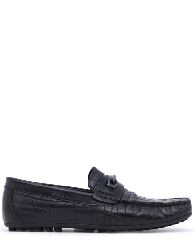 Черные кожаные демисезонные мокасины