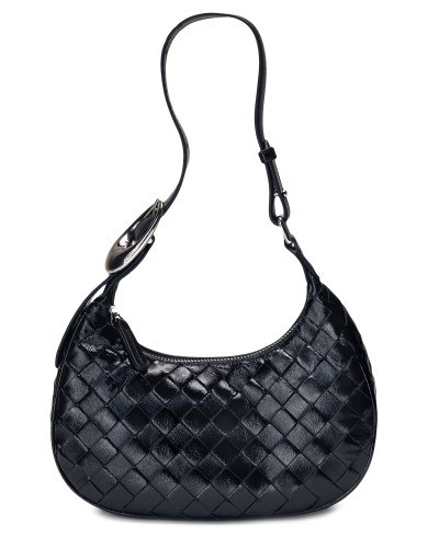 Черная кожаная маленькая женская сумка