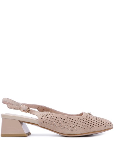 Бежевые замшевые летние босоножки