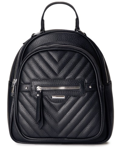 Черный кожаный «эко» рюкзак