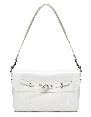 Белая кожаная маленькая женская сумка