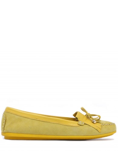 Желтые замшевые демисезонные  мокасины