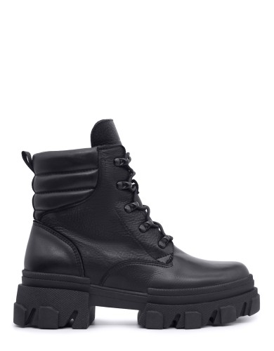 Чорні  шкіряні зимові черевики 