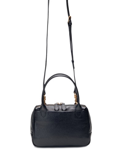 Черная кожаная маленькая женская сумка