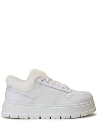 Білі шкіряні зимові кеди