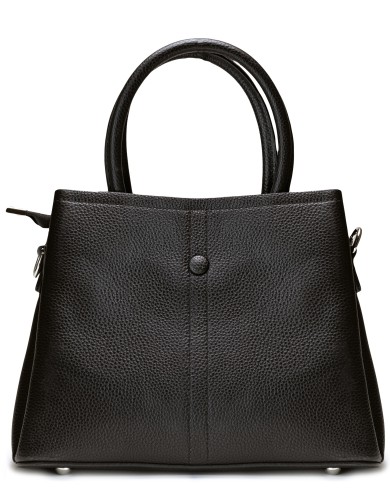 Черная кожаная средняя женская сумка