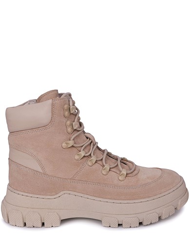 Бежевые кожаные демисезонные ботинки 