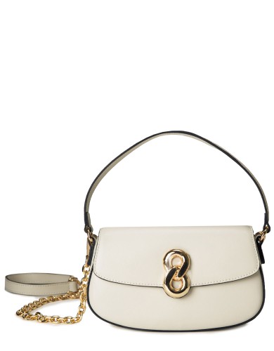 Белая кожаная маленькая женская сумка