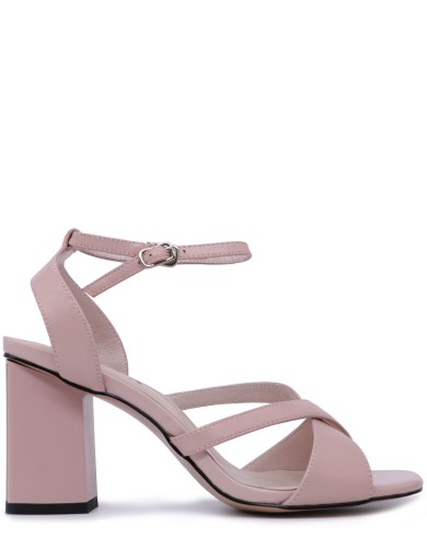 Розоовые кожаные летние босоножки