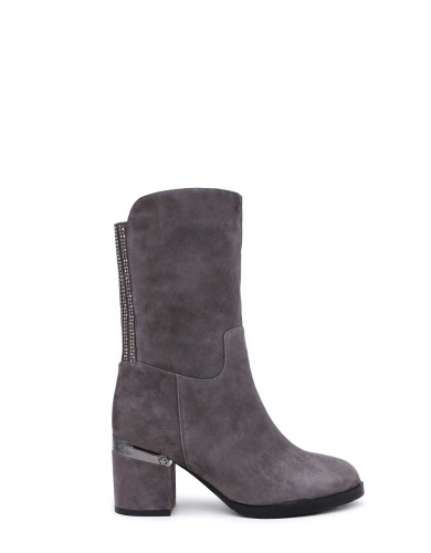 Серые  замшевые зимние сапоги