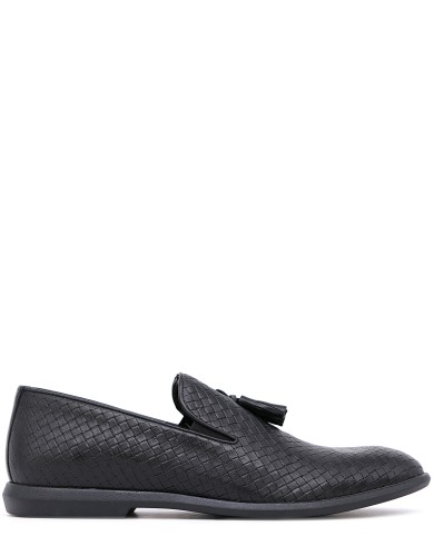 Черные кожаные демисезонные лоферы