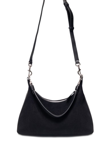 Чорна шкіряна середня жіноча сумка