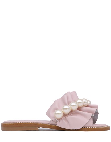 Рожеві  шкіряні літні  шлопанці