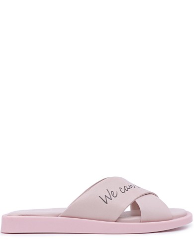 Розоовые кожаные летние шлепанцы