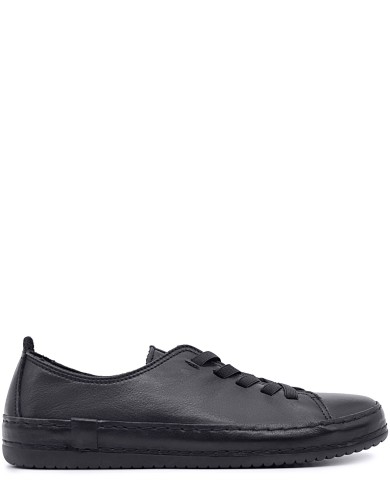 Черные кожаные демисезонные кеды