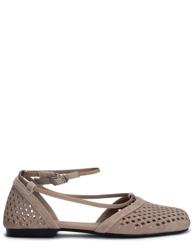 Бежевые замшевые летние балетки летние