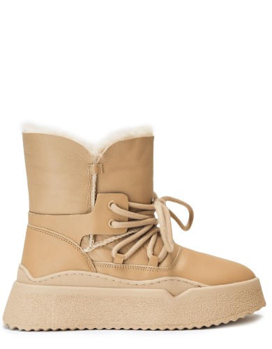 Бежевi шкіряні зимові уггі 