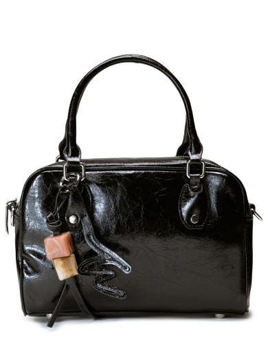 Черная лаковая маленькая женская сумка