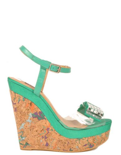 Зеленые кожаные летние босоножки 