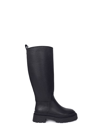 Чорні  шкіряні зимові чоботи 