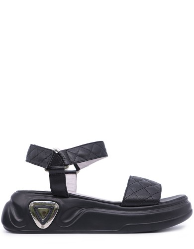 Черные кожаные летние босоножки