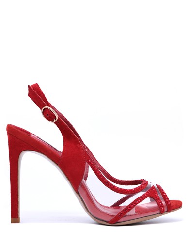 Красные кожаные летние босоножки 