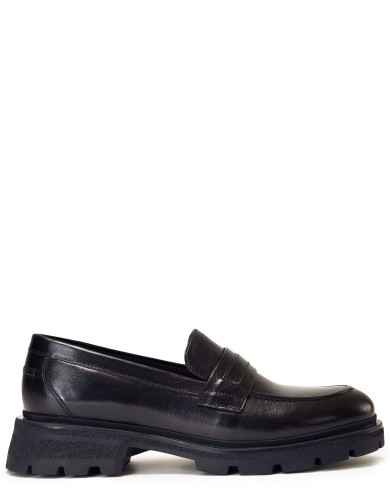 Чорні  шкіряні демісезонні  лофери