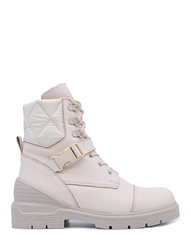 Бежевые кожаные демисезонные ботинки