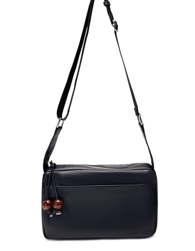 Черная кожаная средняя женская сумка