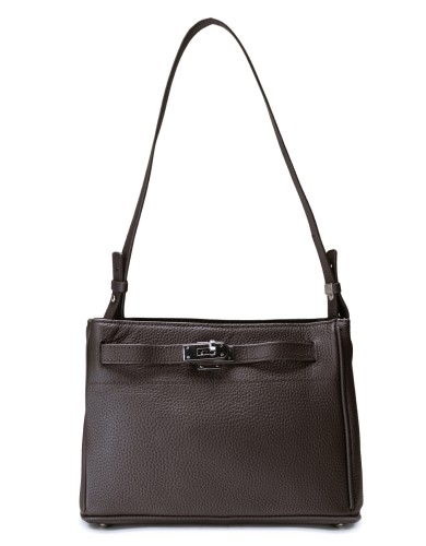 Коричневая кожаная средняя женская сумка