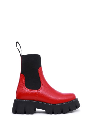 Красные кожаные демисезонные ботинки 