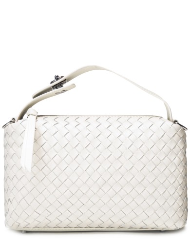 Белая кожаная маленькая женская сумка