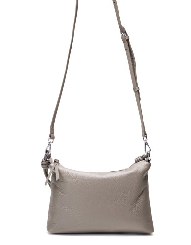 Серая кожаная средняя женская сумка