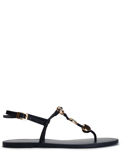 Черные кожаные летние сандалии