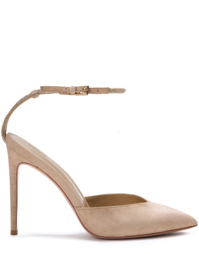 Бежевые замшевые летние туфли на каблуке