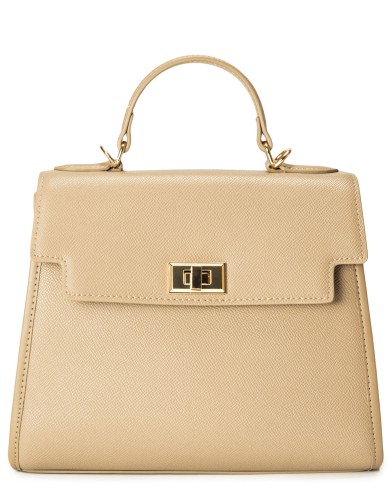 Бежевая кожаная маленькая женская сумка