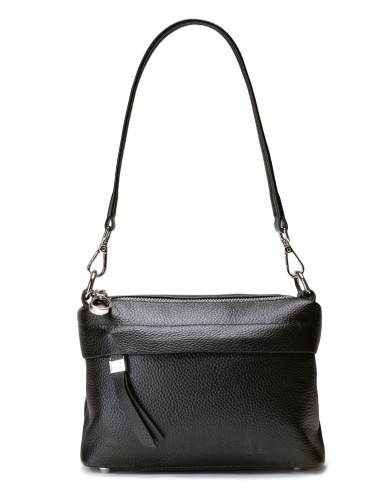 Черная кожаная маленькая женская сумка