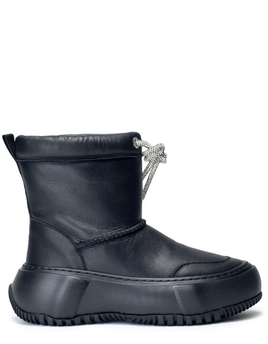 Чорні  шкіряні зимові уггі 