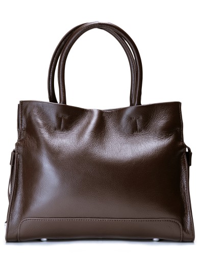 Коричневая кожаная средняя женская сумка