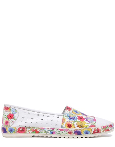 Разноцветные кожаные летние слипоны