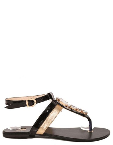 Черные лаковые летние сандалии