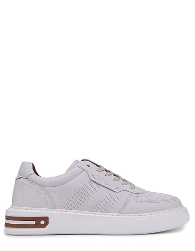 Бежевые кожаные демисезонные кеды