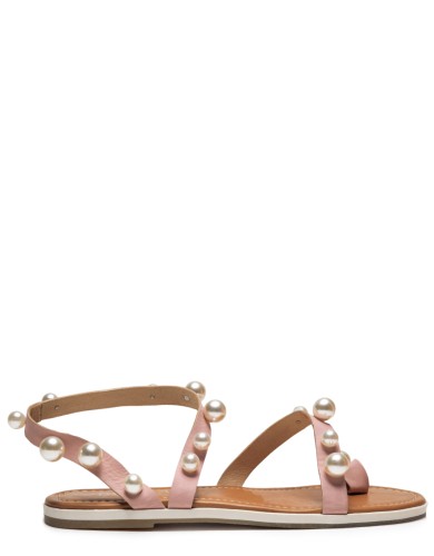 Розоовые кожаные летние сандалии