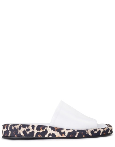 Белые кожаные летние шлепанцы