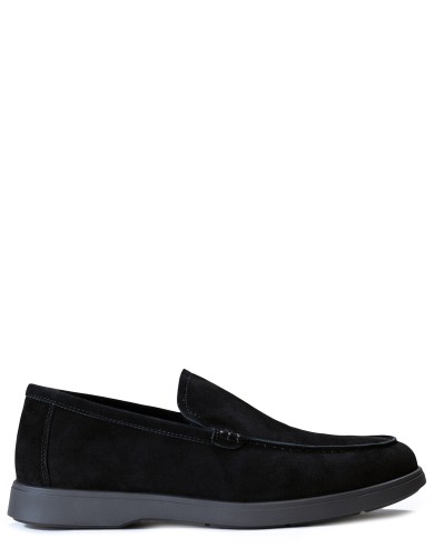 Черные замшевые зимние лоферы