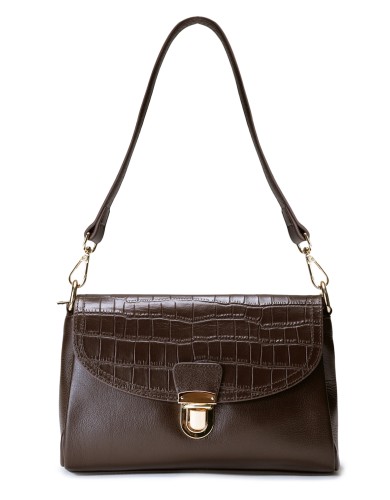 Коричневая кожаная маленькая женская сумка