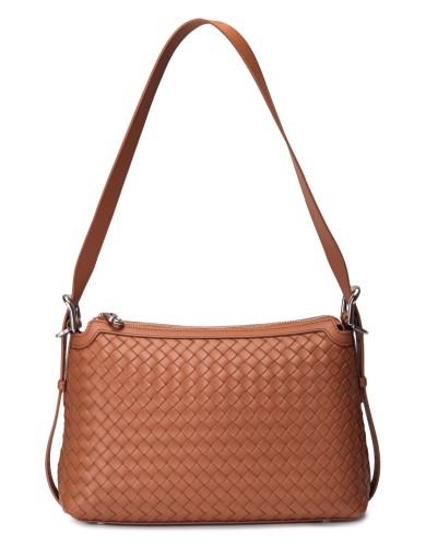 Рыжая кожаная средняя женская сумка